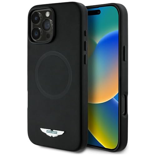 CG MOBILE Aston Martin HC FW Logo Coque pour iPhone 16 Pro Max Compatible avec MagSafe Noir