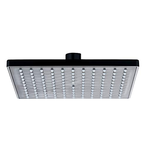 Pommeau de douche haute pression de pluie - Têtes de douche fixes carrées de 9 pouces avec réglage de rotation à 360 ° - accessoires de remplacement de la salle de bain - facile à installer (noir mat)