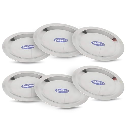 Sharda Metals Stainless Steel Set of 6 Heavy Gauge Ciba Lids, Multipurpose Round Ciba Covers for Cups, Tumblers, Glasses, Bowl and Coasters for Hot and Cold Drinks, BPA-Free, Food Grade, 5.1 Inch