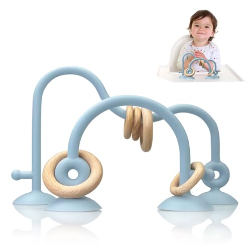 Image of High Chair Suction Cup Toys for Babies 6-12 Months, Suction Baby Sensory Chew Toy for High Chair Tray, Montessori Toy for Babies 0-6 Month, Silicone Teethers Baby Teething Toys 6-12 12-18 Months(Blue)