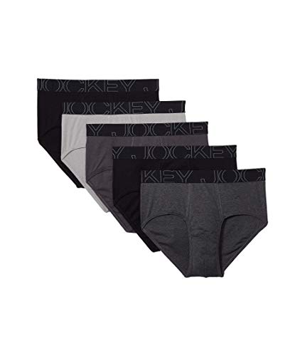 Jockey Active Blend Brief 5-Pack Black/Quartz Grey/Trusted Pewter/Charcoal Heather 2XL (Waist 44-46