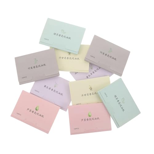 LIFKOME 1000 Piezas Absorbentes Faciales con Aceites Esenciales Papel Absorbente de Aceite para Sensible Control de Grasa y de Maquillaje Fragancias Naturales Portátil