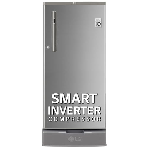 Image of LG 185 L 4 Star Direct-Cool Smart Inverter Compressor Single Door Refrigerator (‎‎GL-D199OPZY, Shiny Steel, Base Stand with Drawer)