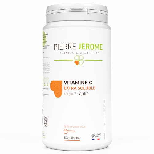 Vitamine C en Poudre Extra Soluble Pierre Jérôme - 1000 G - Acide L-Ascorbique Pur et Naturel - Complément Alimentaire Immunité, Energie, Stress - 1 KG - 1000 Jours