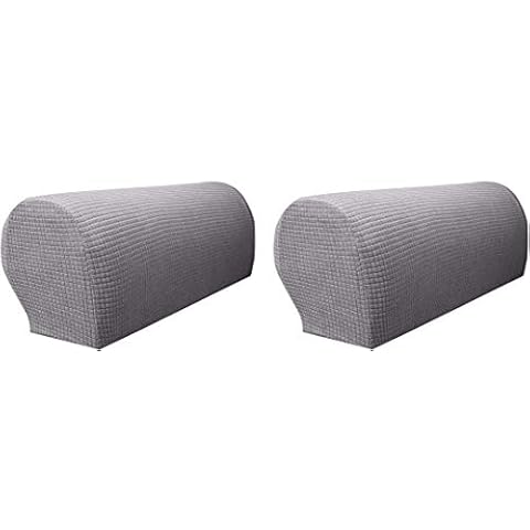 YMLOVE 2PCS Stretch Spandex Waterproof Armrest Cover Anti-slip Sofa Couch Handrail gloves Slipcover Stretchy Armrest Cover Armchairs Sofa Arm Covers Furniture Arm Protector (Light Grey) Cover