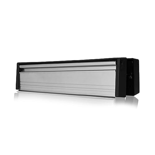 Xfort MailPlate Slimline 12" Letterplate Satin Chrome, Premium Draught Proof Postal Letterbox, Telescopic Sleeved Letter Box For Wooden, Composite And uPVC Midrail Doors With 40-80mm Door Thickness