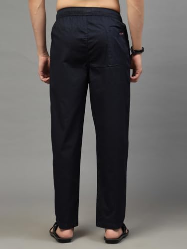 Image of Majestic Man Comfort Fit Solid Cotton Casual Lounge Pyjama with Elastic Waist, Drawstring & Zip Closure