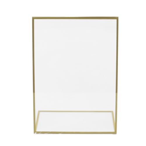 ACOLY 3er-Pack Schilderhalter aus Acryl mit schräger Rückseite und goldenem Rand, L-förmiger Tischmenüständer, Schilderrahmen aus Kunststoff