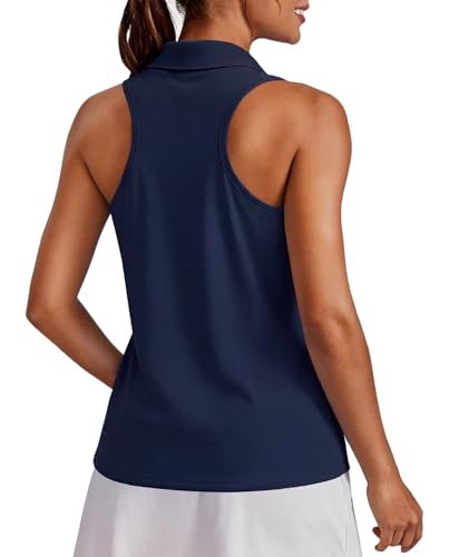 Image of PINSPARK Womens Golf Shirt UPF 50+ Sleeveless Collared Shirts Quick Dry Tennis Polo V-Neck Racerback Athletic Workout Tank