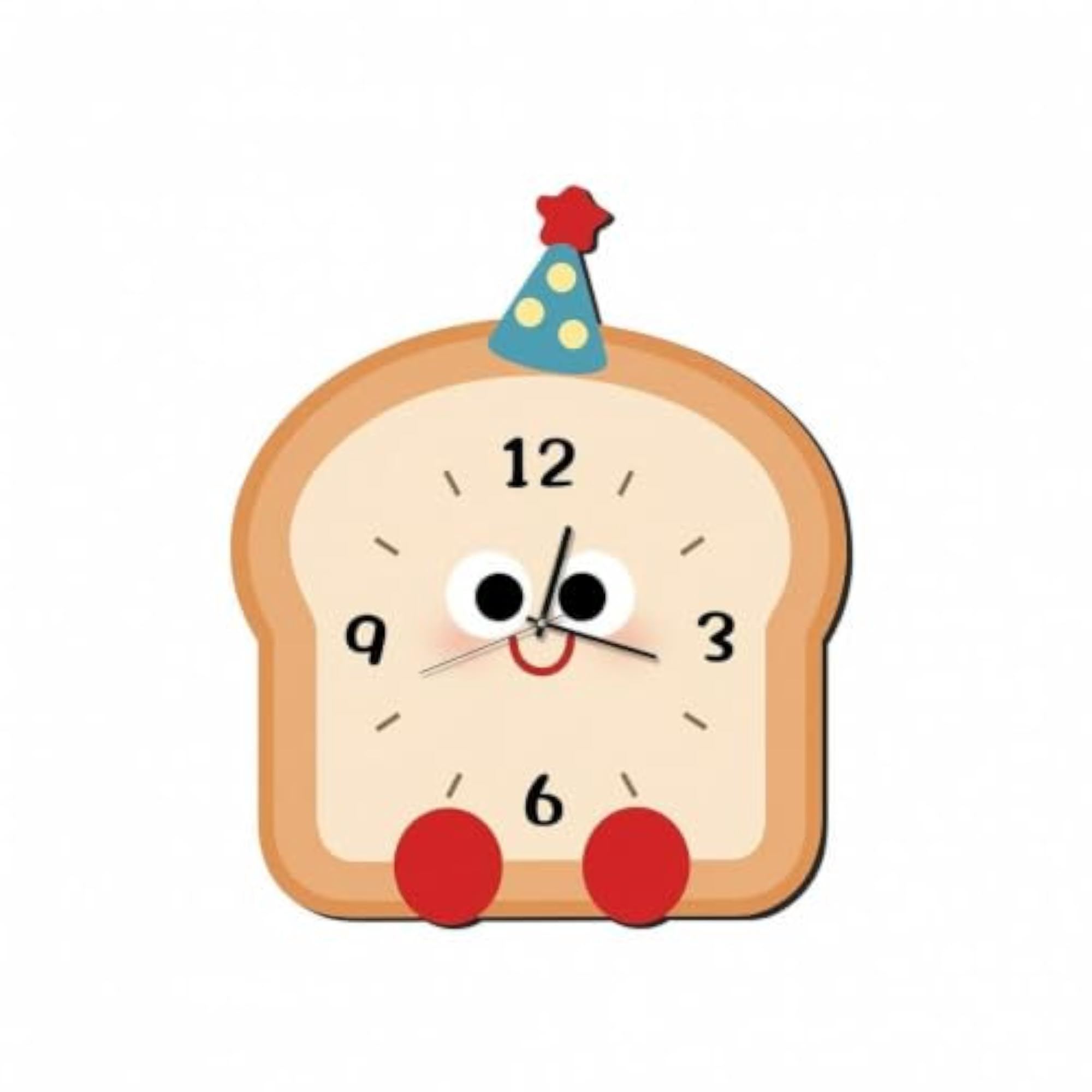 Cartoon Bread Clock, Compact Tabletop Size