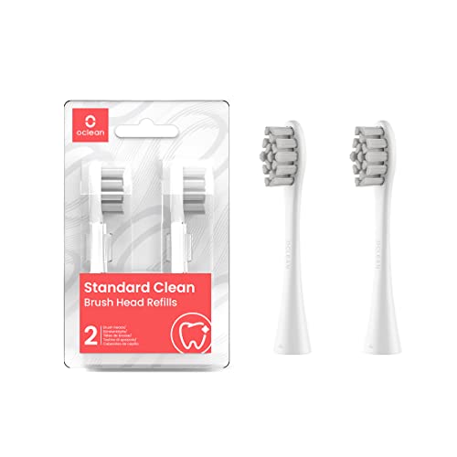 Oclean Toothbrush Standard Clean Brush Head Replacements, Compatible with All Oclean Electric Handles, FDA Approved (2 Pack) – White