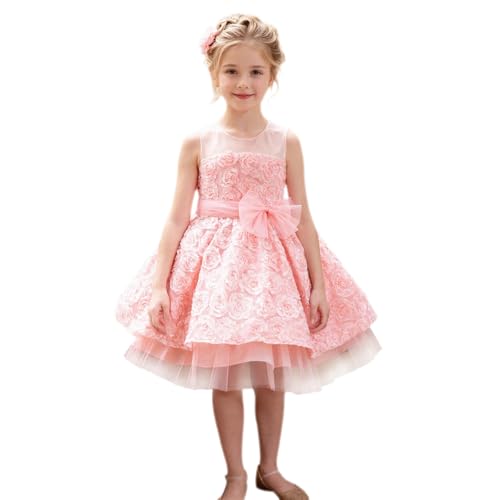 Robe bouffante fille style tutu de fête chic | Robe de cérémonie appliqués floraux 5-6 ans