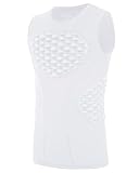 Poekuao Youth Football Baseball Padded Compression Shirt Boys Chest Protector Kids Heart Sternum Rib Guard for Softball Lacrosse White XS
