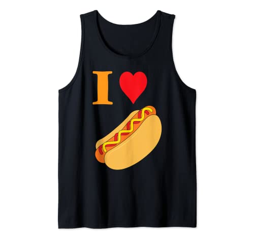 Camiseta divertida para amantes de la comida - I Love Hot Dog Camiseta sin Mangas