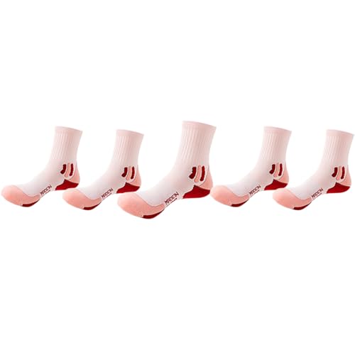 Ergonomic mid-cut sports socks pack of five pairs for girls aged 13-16 years