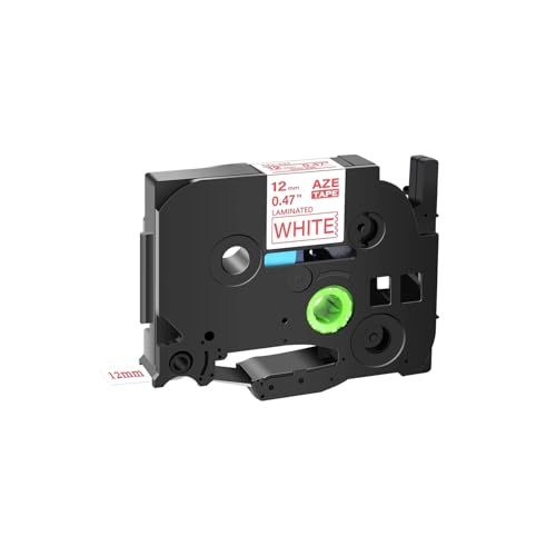 12 �~�����[�g���e�[�v�A�u���U�[ TZ TZe-231 Tze-251 TZe-241 ���x���e�[�v�ƌ݊����̂��锒�n�ɍ��̃��{�� P-Touch PT-1000 PT-D400 �v�����^�ƌ݊�������(Red on White,24mm)