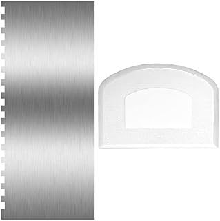 FANTESI 9 Inch Stainless Steel Cake Scraper, Sided Patterned Edge Stripe Smoother Scraper, 1 Cake Edge Scraper with 1 Dough Scraper Cutter, Cake Tool Set for Buttercream Bread, Pizza, Pastry
