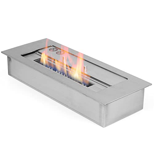 Chambre de combustion double paroi en acier inoxydable de 40 cm - 2,5 litres - Insert de brûleur bio éthanol - Brûleur encastrable - Aussi extérieur - Cheminée de jardin