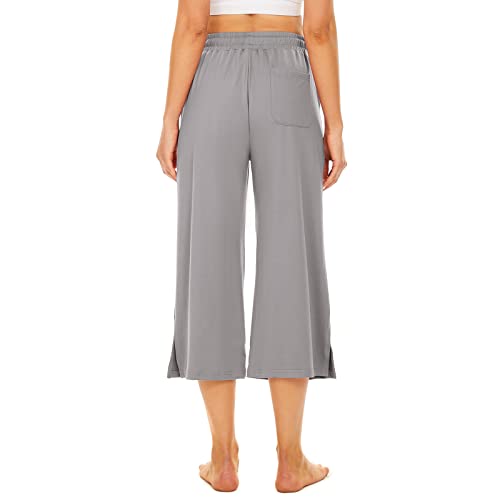 Sicvek Capri Pants For Women Loose Yoga Pants Wide Leg Casual Drawstring Comfy Capris Sweatpants Plus Size And Cropped Pants With Pockets #TOP7