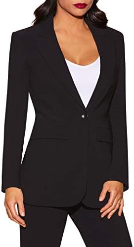 Boston Proper - Beyond Travel - Women's One Button Knit Boyfriend Blazer Jet Black