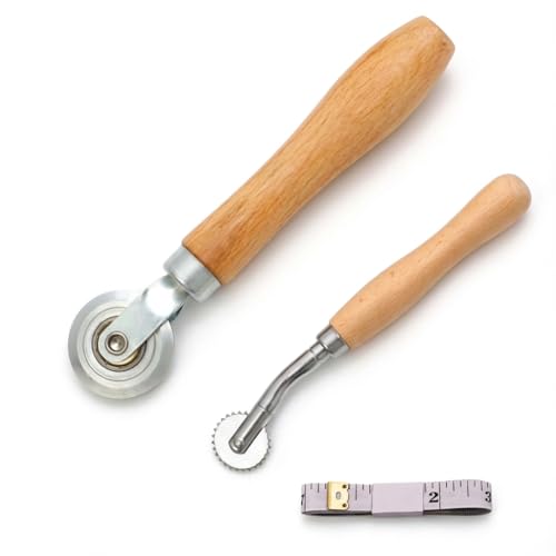 Box Resizer Tool Kit, 0.5mm Solid & Dashed Line Scoring Wheel with Wood Handle & Soft Tape Measure for Cardboard, Paper Craft, Gift Box Making