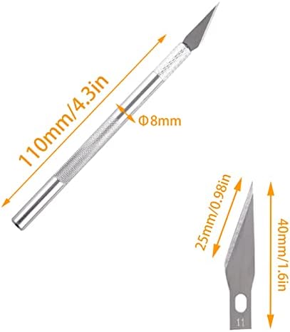 Upgrade Precision Hobby Knife Set, 3 Metal Pens Handles+ 63 Spare Replacement Blades with Cap Mini Craft Utility Knife Cutting Tools Kit for DIY Art, Pencil, Stencil, Carving Work, Scrapbooking - 3