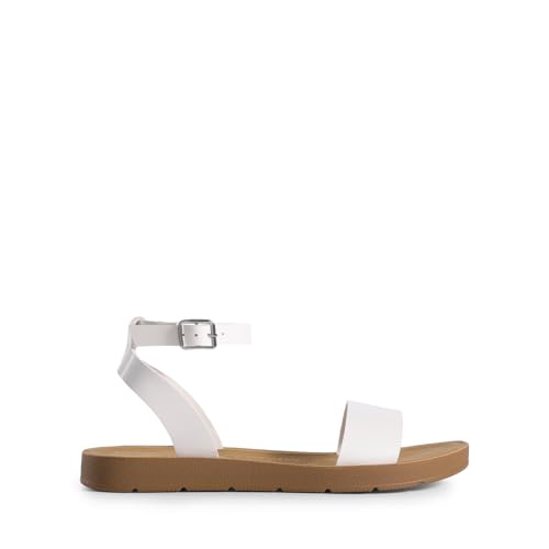 DREAM PAIRS Women’s One Band Ankle Strap Buckle Flat Sandals2