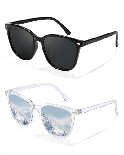 Image of 2 Packs Sunglasses for Women Polarized UV400 Protection Lens Big Frame Fashion Glasses Trendy Stylish Shade