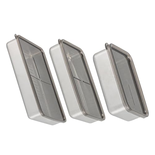 FUNNETOYU 3 Piezas caja de almacenaje contenedores de comida con tapas refrigerador acuerdo anidando reutilizable contenedores de carne para nevera cajas de comida con tapas páginas Plata
