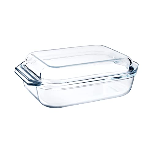 Husanmp Rectangular Tempered Glass Casserole Dish With Glass Lid, Glass Casserole Baking Dish For Oven, Freezer And Dishwasher Safe 1.3Qt #TOP23