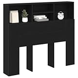 vidaXL Cabecero con Armario Roble Negro 120 x 19 x 103,5 cm, Muebles Modernos para el Dormitorio, cabecero Que Ahorra Espacio, Marco de Cama Elegante, solución de Almacenamiento Duradera