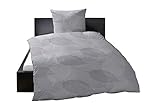 mikrofaser edelflanell bettwäsche 155x220 schadstoffgeprüft Primera Edel-Flanell Bettwäsche Blätter grau 155x220 + 80x80 cm