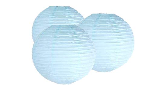 Pack Of 3 Round Paper Lanterns Lamp Wedding Birthday Party Decoration (Baby Blue, 6"/15CM)