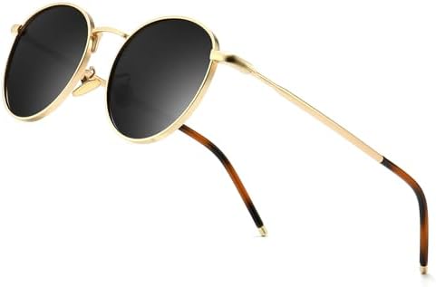 SUNGAIT Polarized Classic Small Vintage Round Sunglasses For Women Men Classic Metal Frame Retro