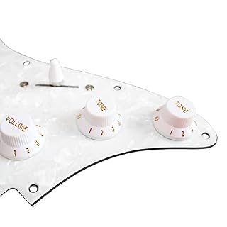 Btuty Pickguard Humbucker 3 plis SSH Loaded Prewired Micros Set pour ST Guitare électrique Perle blanche - Les Beatles, Paul McCartney, John Lennon, RIngo Starr, George Harrison Btuty Pickguard Humbucker 3 plis SSH Loaded Prewired Micros Set pour ST Guitare électrique Perle blanche – Image 4