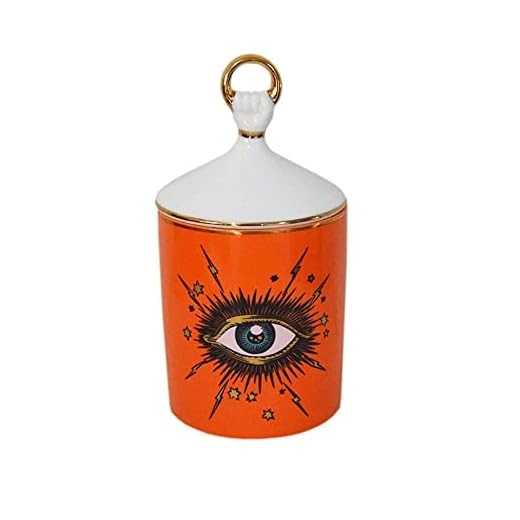 ZHUZE Lightning Eye Starry Sky Incense Candle Holder, Ceramic Candle Jar Holder, Aromatherapy Candle Jar DIY Jewelry Jar, Cotton Swab Storage Jar Home Desk Decor (Orange)