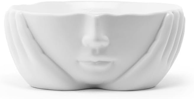 Napco Imports Decorative Home or Garden 7.5 Inch Indoor or Outdoor Flower Pot Bowl Planter White Modern Face