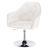 Einfache und schnell Montage eSituro SBST0291 1 x Bar Sessel Barhocker Loungesessel Relaxsessel, höhenverstellbar & 360° drehbar, mit gepolsterter Rückenlehne, aus hochwertigem Kunstleder, Weiss