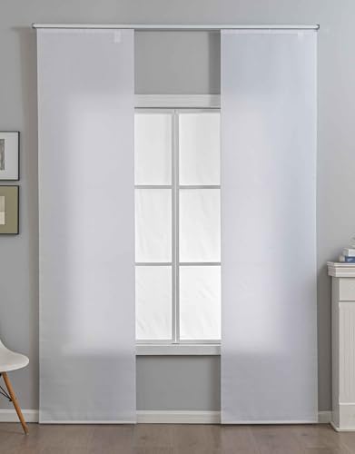 Bild: Gardinenbox 2er Set Schiebegardine �New Amsterdam� HxB245x60 cm Wei� Strukturiert, Modern, schlicht und vielseitig einsetzbar mit Paneelwagen und Beschwerungsstange 2024740-2 f�r 30,98 EUR bei amazon.de