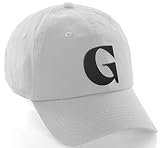 Daxton 3D Capital Letters Low Profile Adjustable Baseball Dad Hat Cap White Black, Letter G