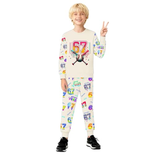 67 Boys Clothes Crewneck Long Sleeve Six Seven Shirts And Pants 6 7 Meme Cute Graphic Casual Fashion Kids Outfits