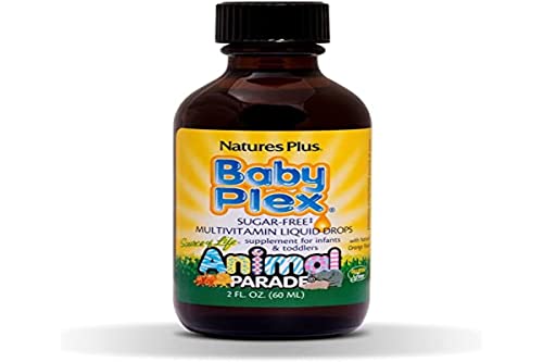 NaturesPlus Animal Parade Source of Life Baby Plex Liquid Drops - 2 fl oz - Natural Orange Flavor - Liquid Multivitamin for Infants and Toddlers - Gluten-Free - 60 Servings