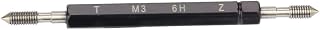 M3 x 0.5 Thread Plug Gauge, Bearing Steel Internal Thread Measuring Gauge, 71.5 mm, Silver and Black