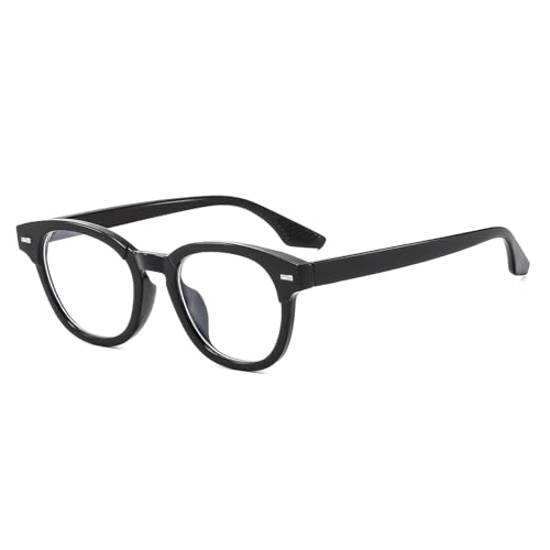 LJCZKA Round Blue Light Glasses for Men Women Retro Circle Frame Blue Light Blocking Glasses Computer Gaming Eyeglasses Anti Glare Clear Eyewear (Bright Black) LJCZKA Round Blue Light Glasses for Men Women Retro Circle Frame Blue Light Blocking Glasses Computer Gaming Eyeglasses Anti Glare Clear Eyewear (Bright Black)