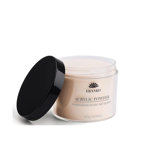 EBANKU Nude Acrylpulver, 120 g/4,23 Unzen Acrylpulver Professionelles Acrylnagelpulver mit großer Kapazität für Nagelacrylverlängerung, Nagelschnitzen, langlebig, keine Nagellampe erforderlich