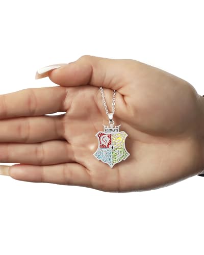 Harry Potter Hogwarts Crest Necklace Official License, 16"+2" Silver Flash-Plated Harry Potter Necklace for Women3