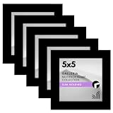 Juego de 5 marcos de fotos: este marco de 5 x 5 pulgadas cuenta con una moldura elegante, hecho de material duradero y de alta calidad en un acabado negro, diseñado para mostrar tus preciados recuerdos y fotos favoritas.