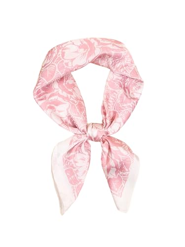 Verdusa Womens Retro Vintage Striped Satin Headscarf Elegant Large Square Scarves Hair Bandanas Pink One-Size