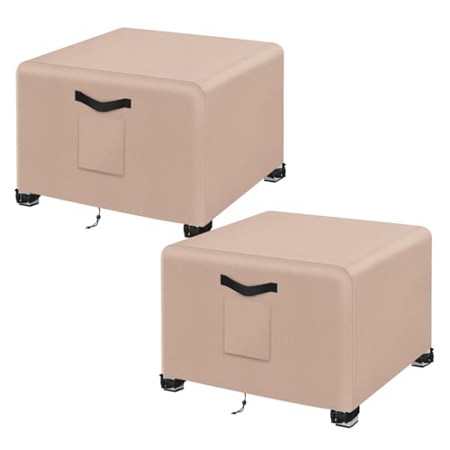 Kovshuiwe Outdoor Waterproof Patio Ottoman Cover 2Pcs-20"L x 20"W x 18"H, Heavy Duty Outdoor Furniture Cover with Padded Handles,Khaki by Kovshuiwe - Used condition - US$14.04