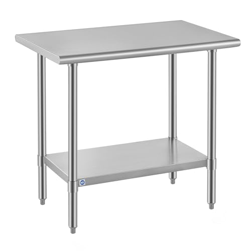 Image of ROCKPOINT All Stainless Steel Table for Perp & Work 24x36 Inch,Commercial Heavy Duty Workbench with Stainless Legs & Adjustable Undershelf, 750 lb Capacity for Restaurant,Home and Outdoor Kitchens